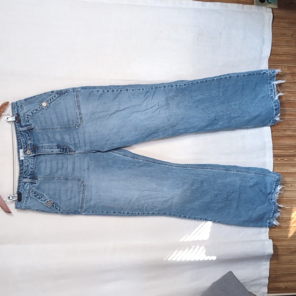 Kancan Light Wash Wide Flare Leg Jeans High Rise Trouser Pockets SIze 15/31 - Picture 1 of 6